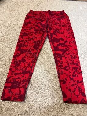 Zella High Waist Leggings Burgundy London Roisin Camo Size Large 7:8 length